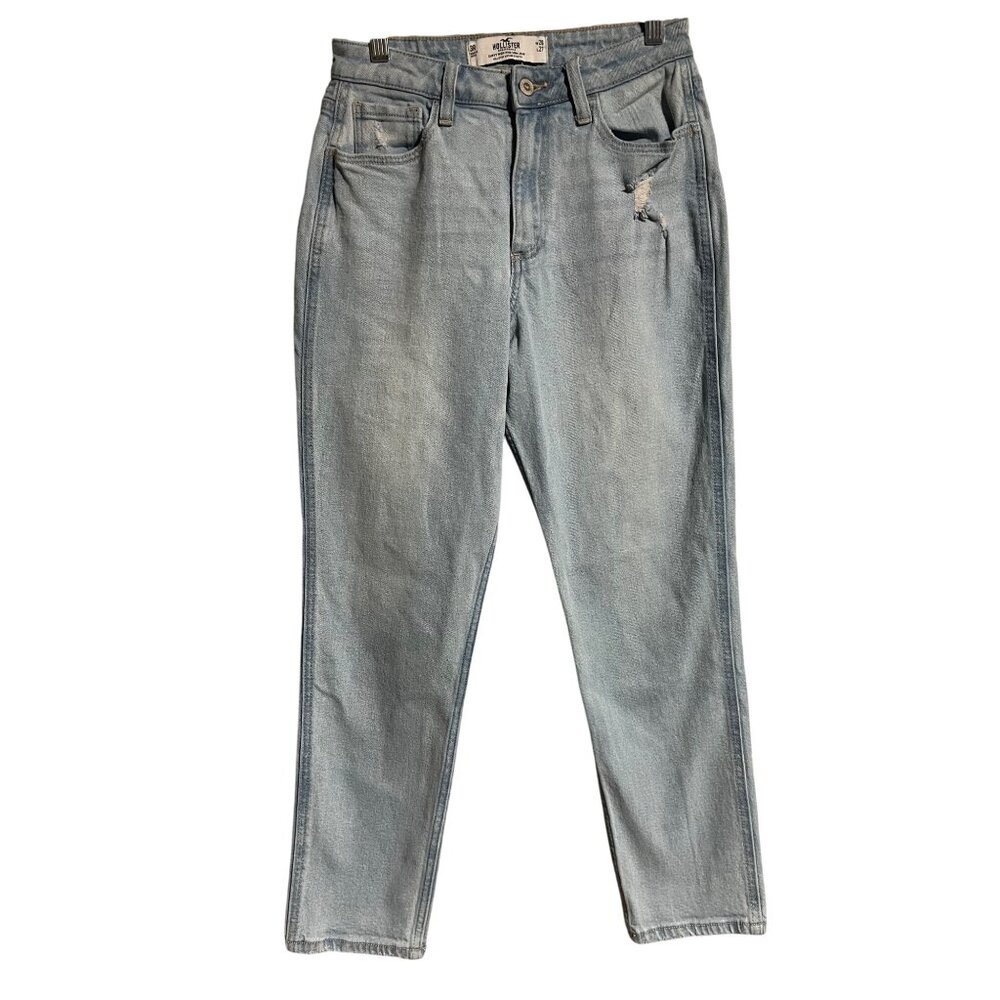 Hollister Curvy High-Rise Mom Jeans Womens Juniors Size 3 Distressed Denim